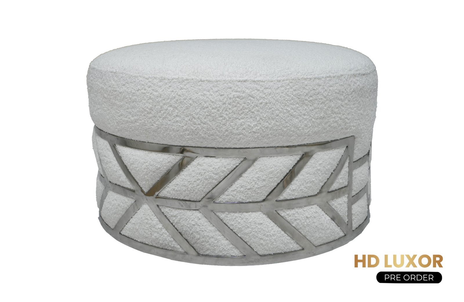 Ottoman with Stainless MO-Snow